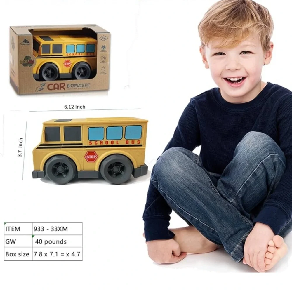 ✨BNWT - Eco-Friendly Wheat Straw Educational Toy Yellow Bus with Light & Sound✨